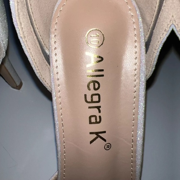 Allegra K Women's Sz 10 White Glitter Ankle Strap Stiletto Heeled Sandals New - Picture 6 of 7